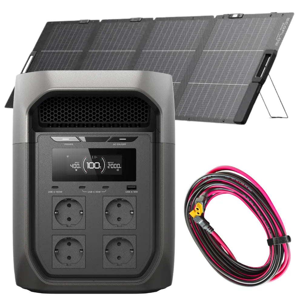 EcoFlow Delta 3 Max + 220W lichtgewicht dubbelzijdig zonnepaneel + 6 meter gratis verlengkabel