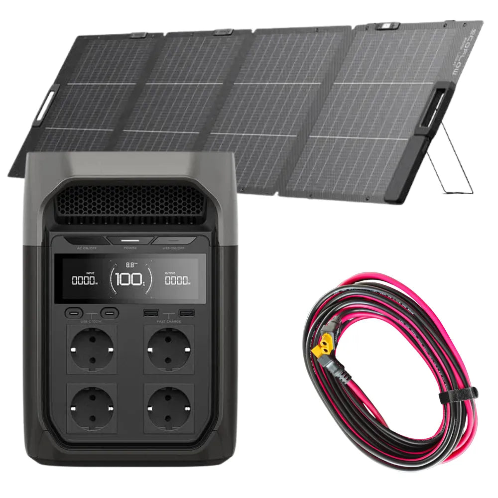 EcoFlow Delta 3 + 220W lichtgewicht dubbelzijdig zonnepaneel + 6 meter gratis verlengkabel
