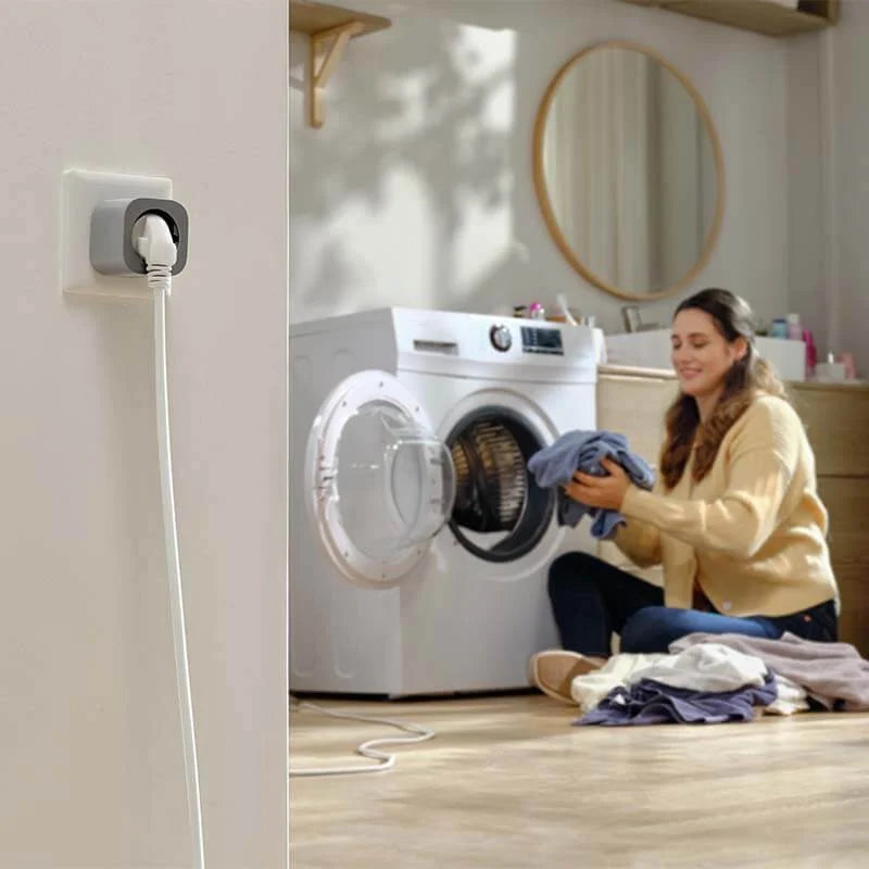 EcoFlow Smartplug in gebruik met de stekker van de wasmachine aangesloten