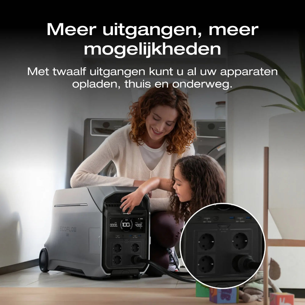 Ecoflow delta pro 3 met veel aansluitingen