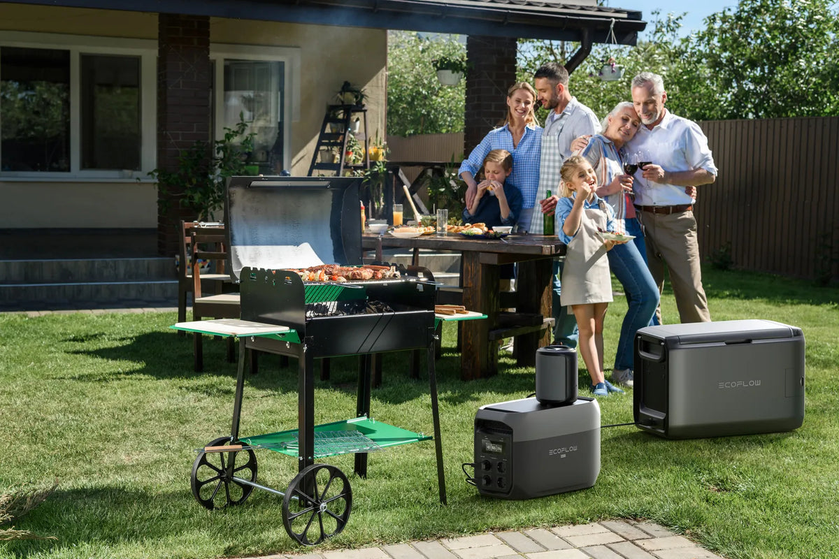 EcoFlow Delta 3 Max als stroombron bij een tuinfeest en barbecue