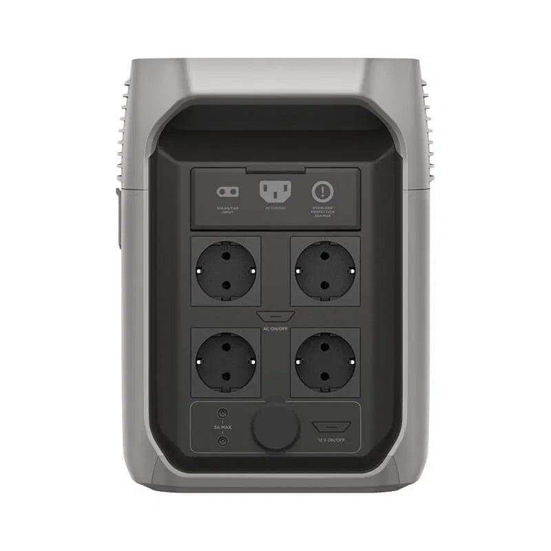 Ecoflow delta 3 1500 met 1800 W vermogen en 1536 Wh batterijcapaciteit en vier AC stopcontacten