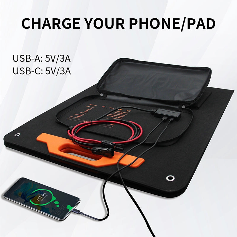 Lmenger 100W draagbaar zonnepaneel met zichtbare aansluitingen