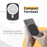 De Merka Magsafe powerbank 10000 is compact qua formaat en geschikt voor Iphones en smartphones met draadloos oplaadfunctie