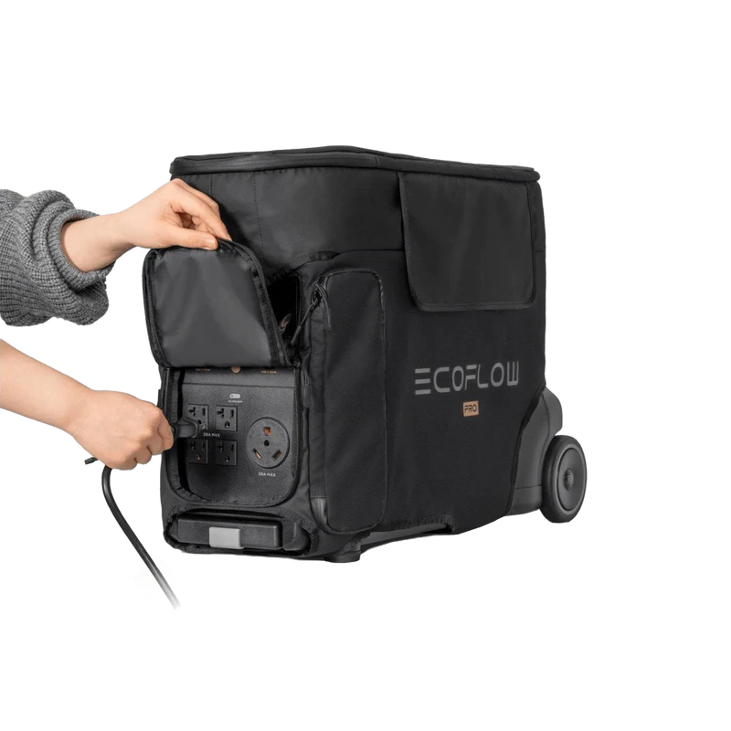 Draagtas voor De EcoFlow Delta Pro met wielen en toegankelijke vakken voor de aansluitingen