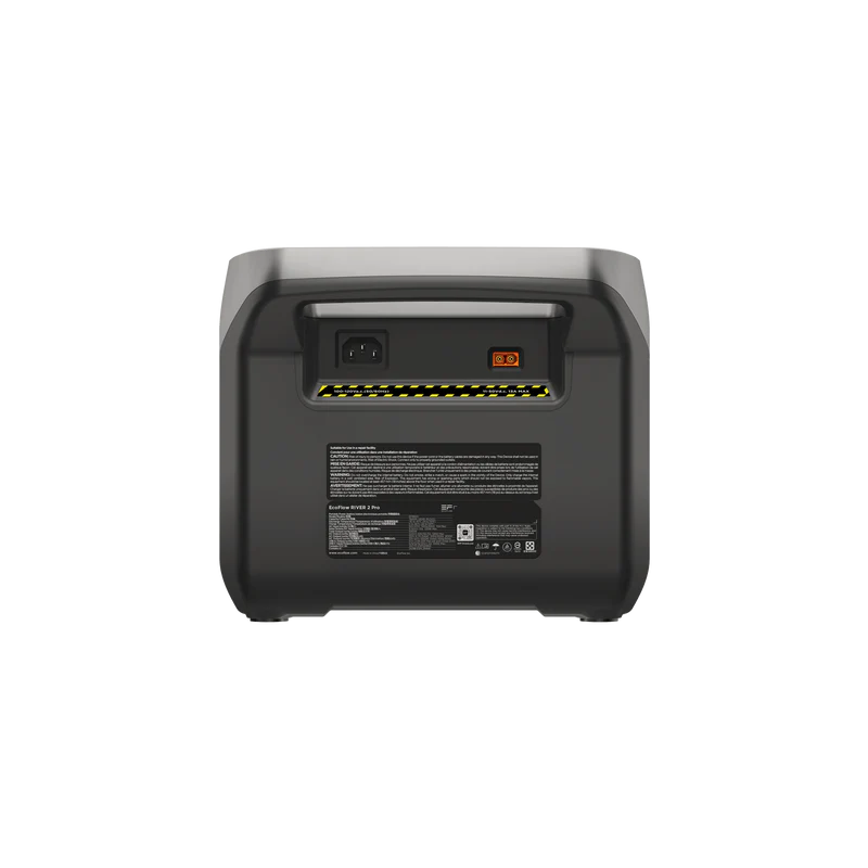 EcoFlow River 2 Pro achterzijde met ac aansluiting en zonnepaneel aansluiting