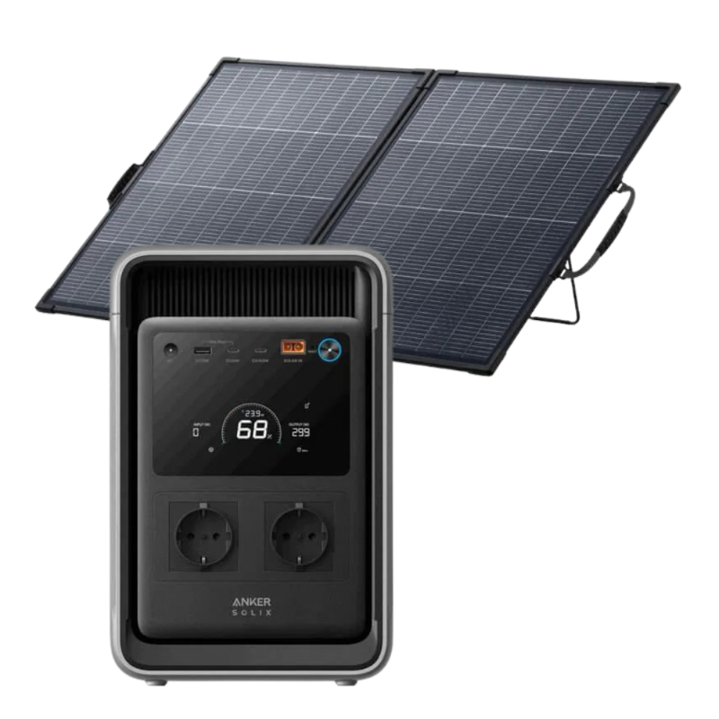 Anker SOLIX S2000 met 200W zonnepaneel I Powerstation met zonnepaneel voor off-grid en kamperen