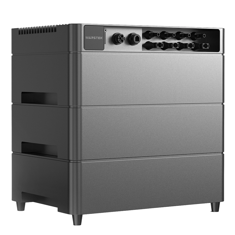 Marstek venus A met 1200 W noodstroom backup en pv-poorten voor rechtstreeks aansluiten van zonnepanelen.