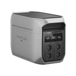 Ecoflow delta 3 max plus met 3000 w vermogen en 2048 Wh batterijcapaciteit. Dankzij de 12 V 30 A poort ideaal om apparatuur in een camper van stroom te voorzien.