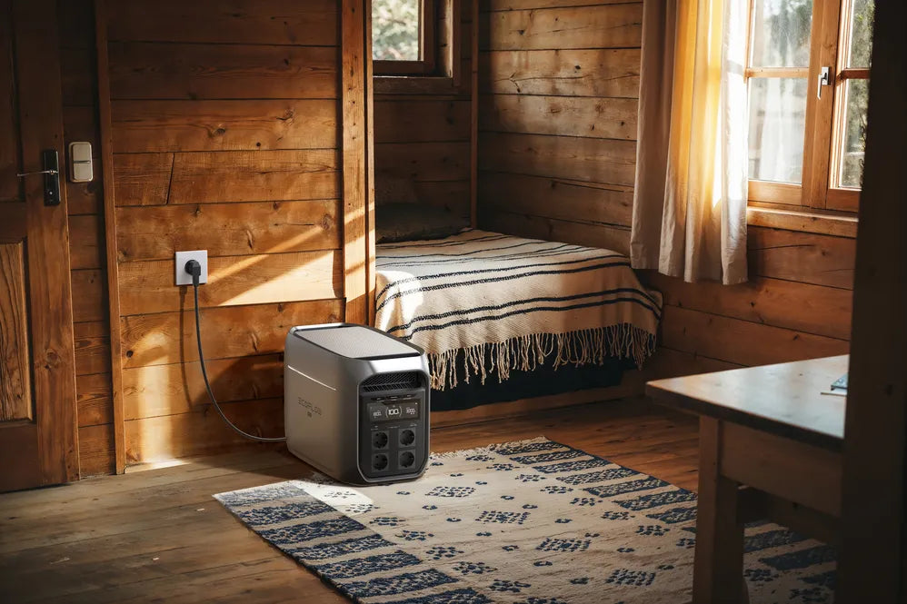 EcoFlow Delta 3 Max Plus als off-grid oplossing in een tuinhuisje, bungalow of andere lokatie waar een vast stroomnet aanwezig is.